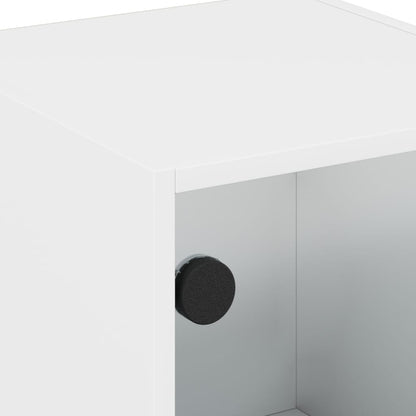 vidaXL Table de chevet avec porte en verre Blanc 35x37x42 cm