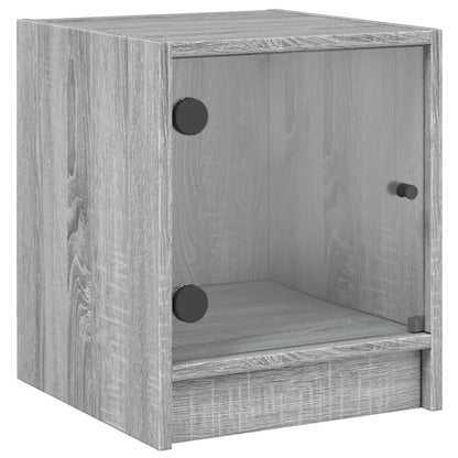 vidaXL Nachttische mit Glastüren 2 Stk. Grau Sonoma 35x37x42 cm