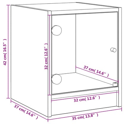 vidaXL Nachttisch mit Glastür Braun Eichen-Optik 35x37x42 cm