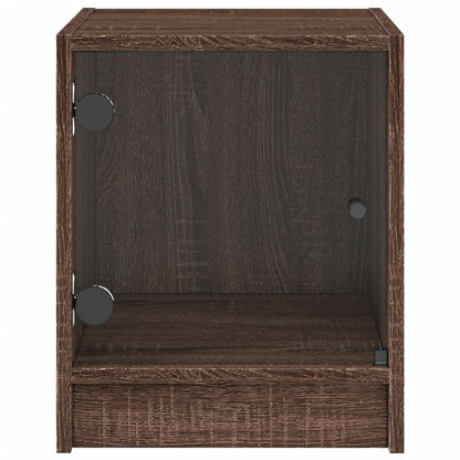 vidaXL Nachttisch mit Glastür Braun Eichen-Optik 35x37x42 cm