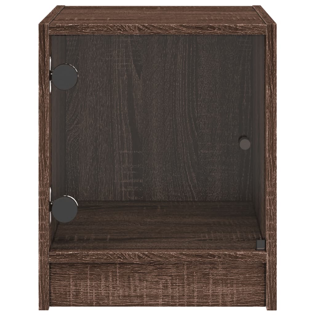 vidaXL Nachttische mit Glastüren 2 Stk. Braun Eichen-Optik 35x37x42 cm
