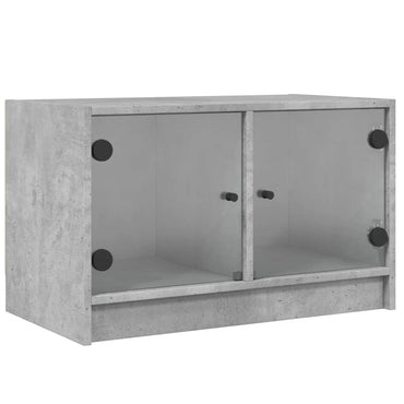 vidaXL Meuble TV avec portes en verre Gris béton 68x37x42 cm