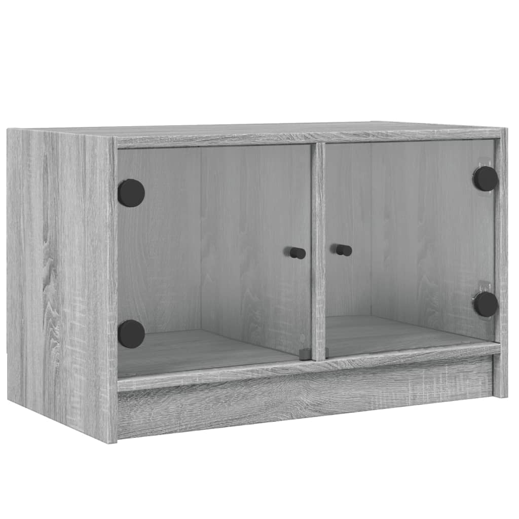 Meuble TV avec portes en verre gris Sonoma 68x37x42 cm vidaXL