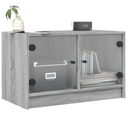 Meuble TV avec portes en verre gris Sonoma 68x37x42 cm vidaXL