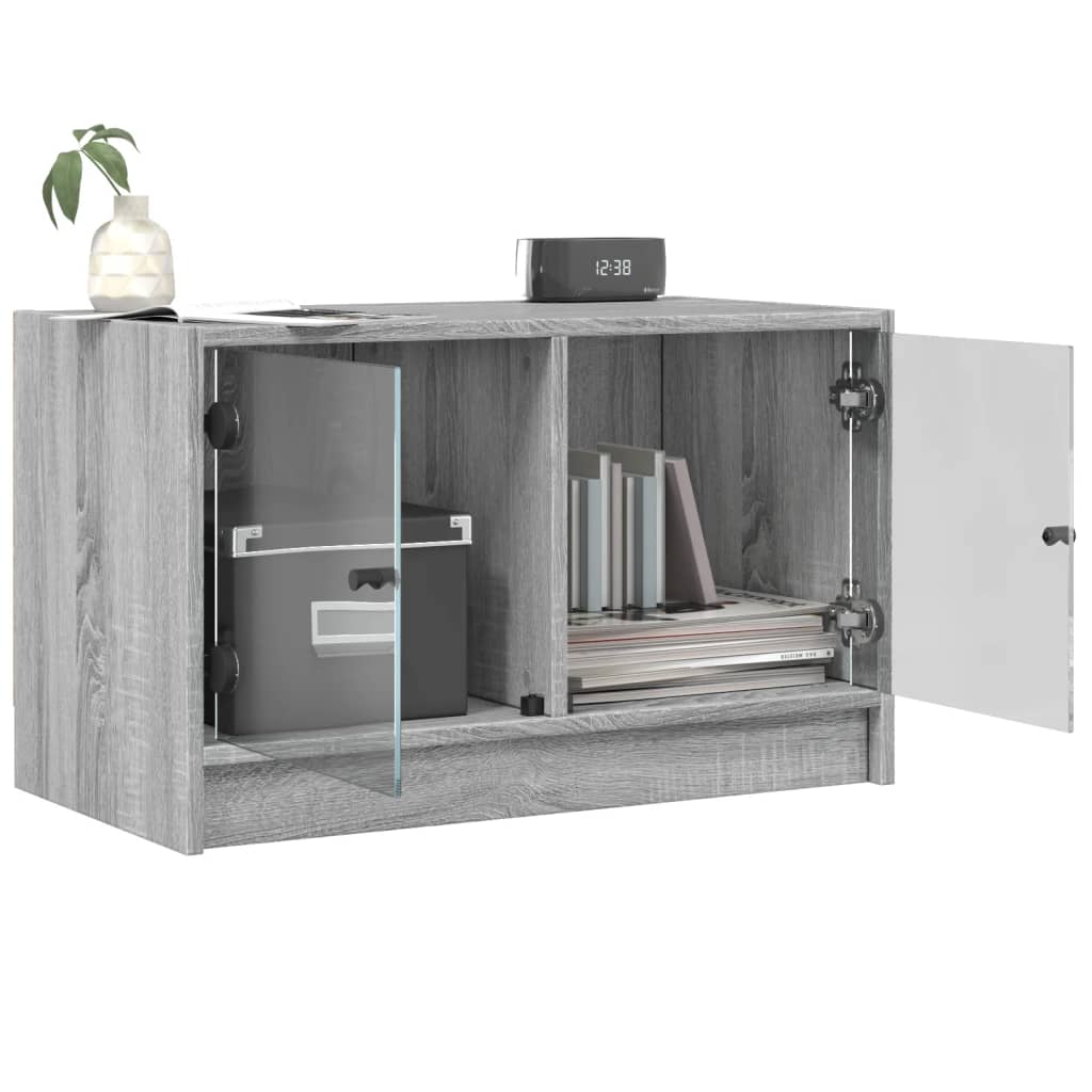 Meuble TV avec portes en verre gris Sonoma 68x37x42 cm vidaXL