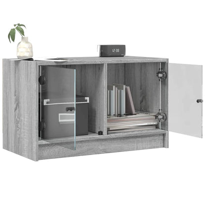 Meuble TV avec portes en verre gris Sonoma 68x37x42 cm vidaXL