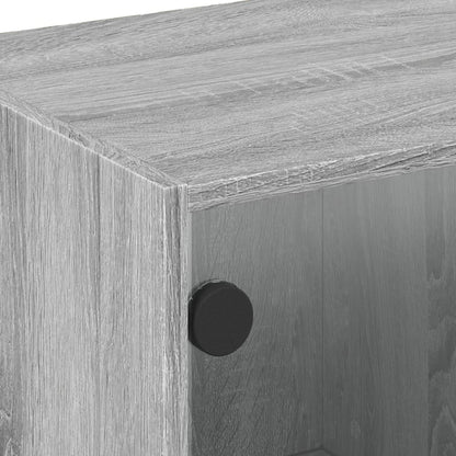 Meuble TV avec portes en verre gris Sonoma 68x37x42 cm vidaXL