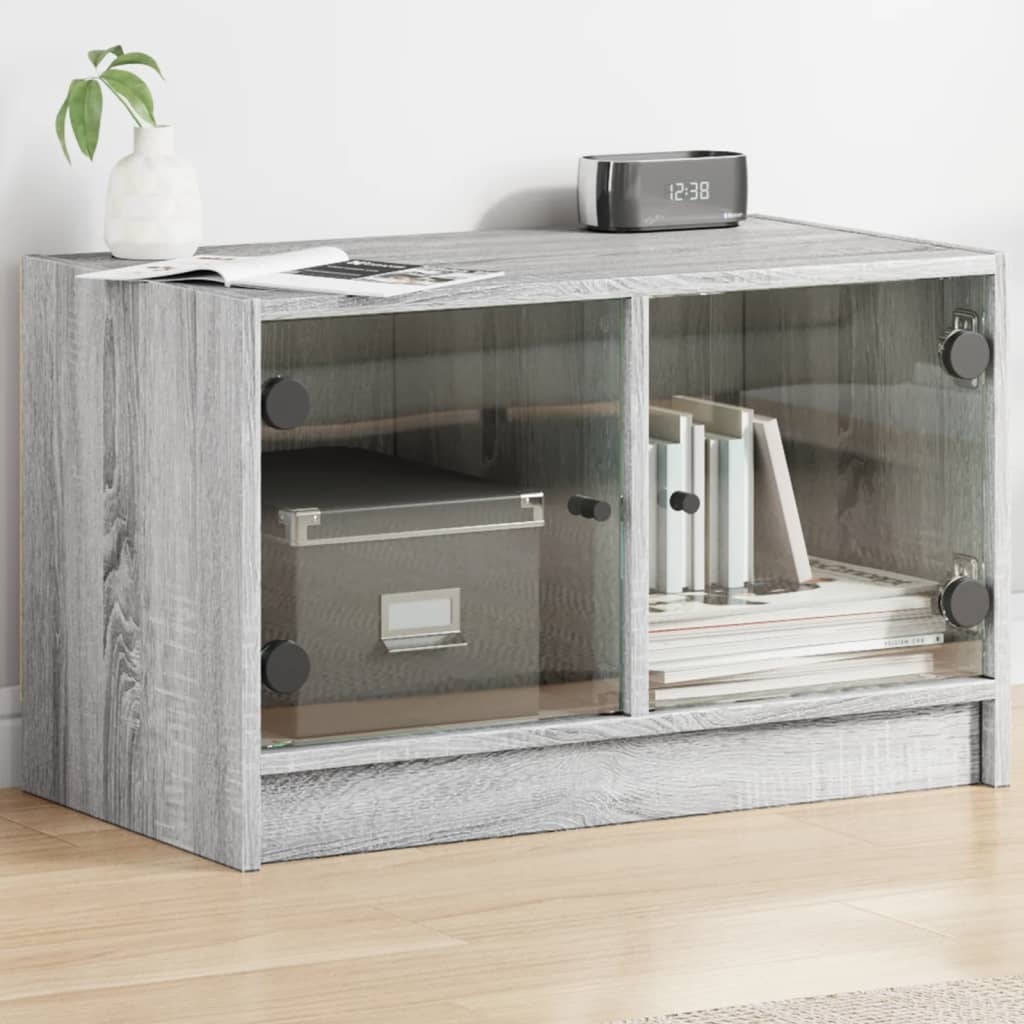 Meuble TV avec portes en verre gris Sonoma 68x37x42 cm vidaXL