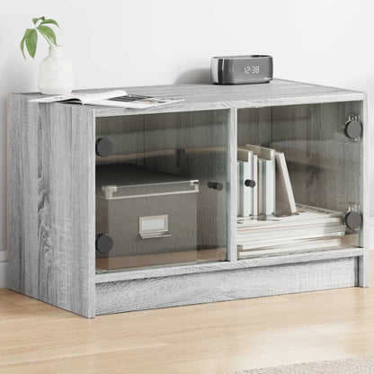 Meuble TV avec portes en verre gris Sonoma 68x37x42 cm vidaXL