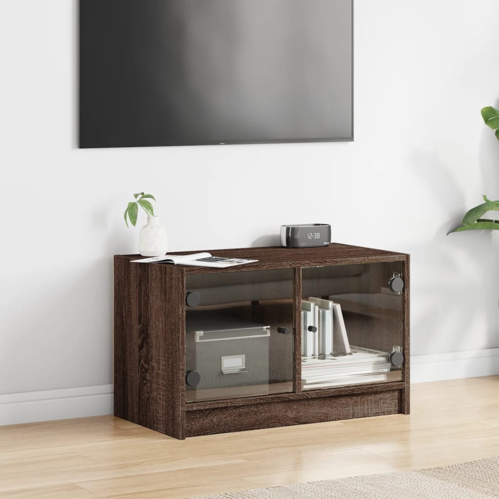 vidaXL TV-Schrank mit Glastüren Braun Eichen-Optik 68x37x42 cm