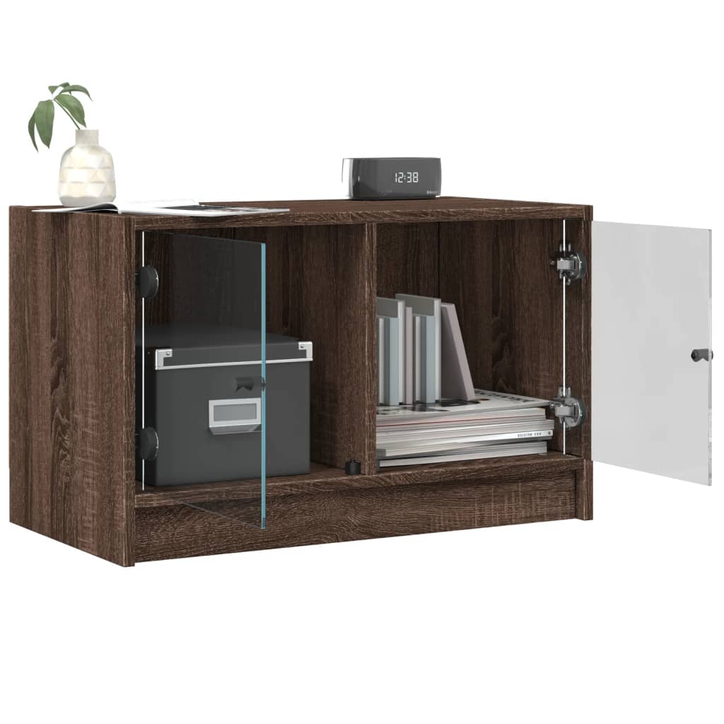 vidaXL TV-Schrank mit Glastüren Braun Eichen-Optik 68x37x42 cm
