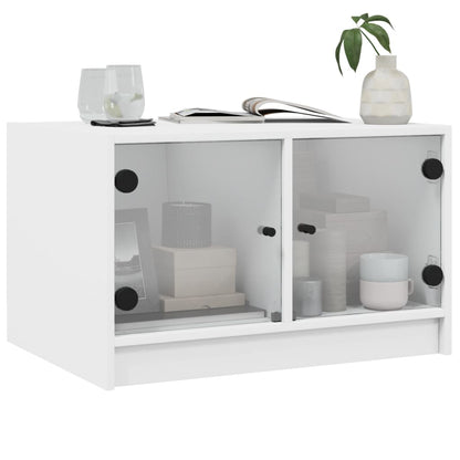 vidaXL Couchtisch mit Glastüren Weiß 68x50x42 cm