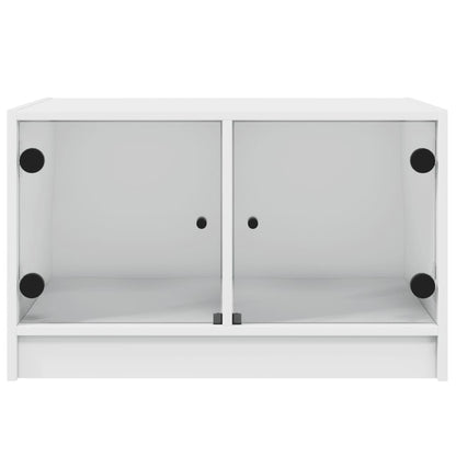 vidaXL Couchtisch mit Glastüren Weiß 68x50x42 cm