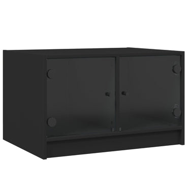 vidaXL Couchtisch mit Glastüren Schwarz 68x50x42 cm
