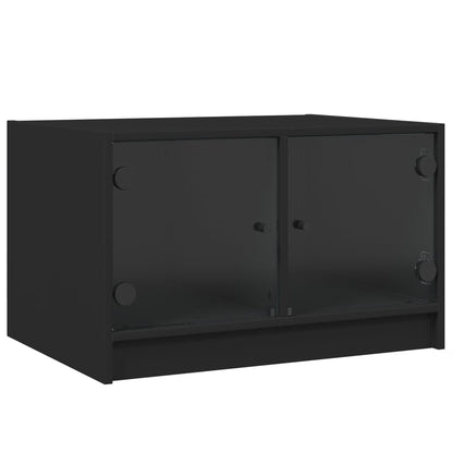 vidaXL Couchtisch mit Glastüren Schwarz 68x50x42 cm