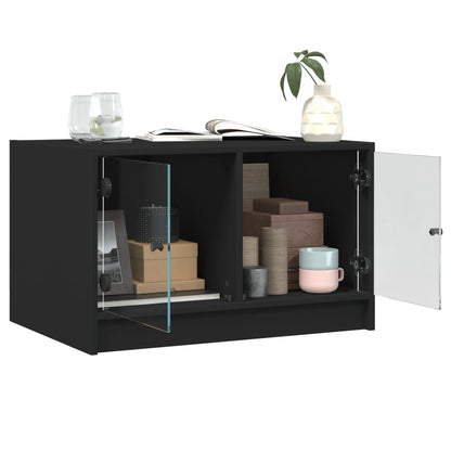 vidaXL Couchtisch mit Glastüren Schwarz 68x50x42 cm