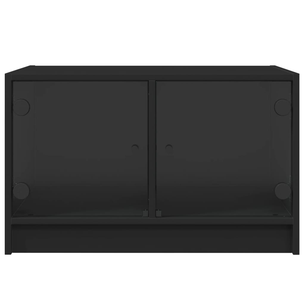 vidaXL Couchtisch mit Glastüren Schwarz 68x50x42 cm
