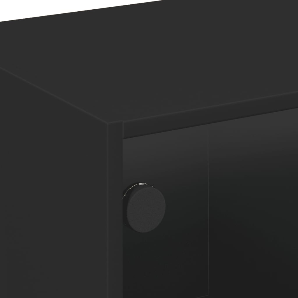 vidaXL Couchtisch mit Glastüren Schwarz 68x50x42 cm
