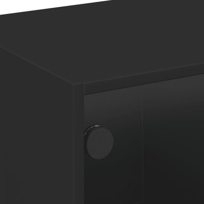 vidaXL Couchtisch mit Glastüren Schwarz 68x50x42 cm