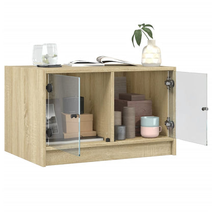 vidaXL Couchtisch mit Glastüren Sonoma-Eiche 68x50x42 cm