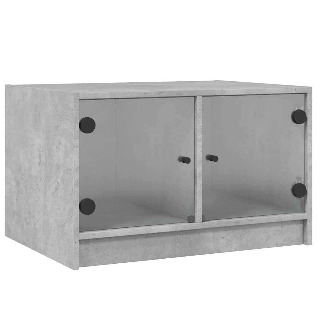 vidaXL Table basse avec portes en verre Gris béton 68x50x42 cm