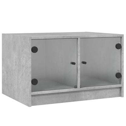 vidaXL Table basse avec portes en verre Gris béton 68x50x42 cm