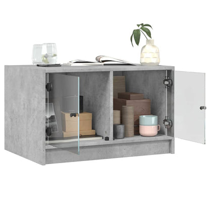 vidaXL Table basse avec portes en verre Gris béton 68x50x42 cm