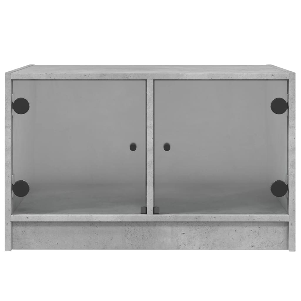 vidaXL Table basse avec portes en verre Gris béton 68x50x42 cm