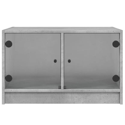 vidaXL Table basse avec portes en verre Gris béton 68x50x42 cm