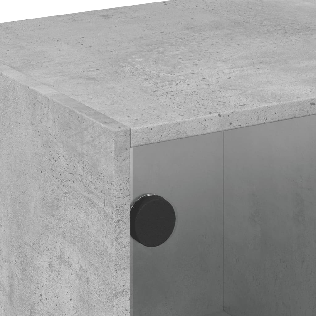 vidaXL Table basse avec portes en verre Gris béton 68x50x42 cm