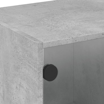 vidaXL Table basse avec portes en verre Gris béton 68x50x42 cm