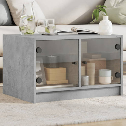 vidaXL Table basse avec portes en verre Gris béton 68x50x42 cm