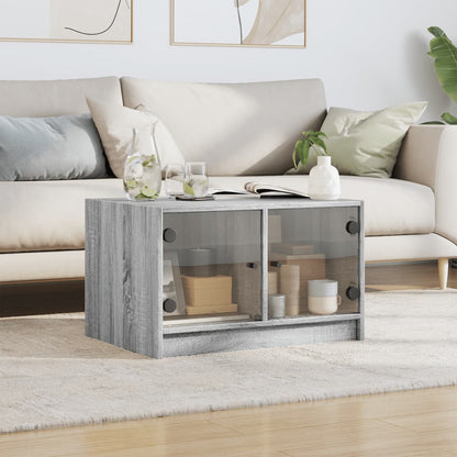 vidaXL Table basse avec portes en verre gris Sonoma 68x50x42 cm