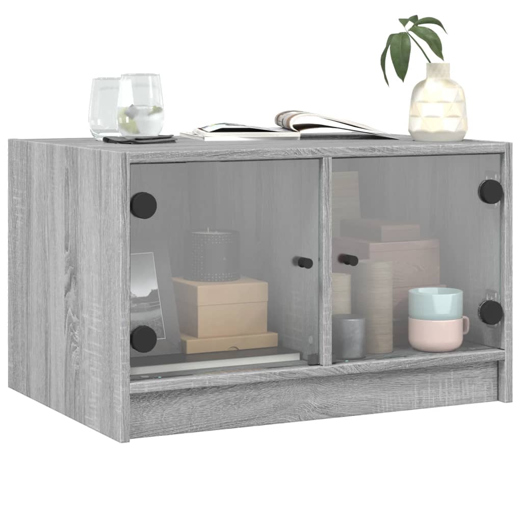 vidaXL Table basse avec portes en verre gris Sonoma 68x50x42 cm