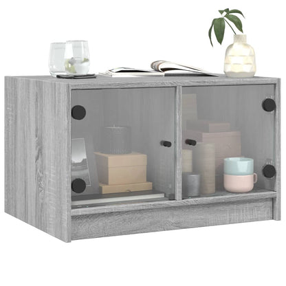 vidaXL Table basse avec portes en verre gris Sonoma 68x50x42 cm