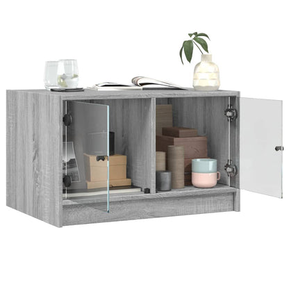 vidaXL Table basse avec portes en verre gris Sonoma 68x50x42 cm