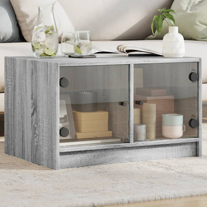 vidaXL Table basse avec portes en verre gris Sonoma 68x50x42 cm
