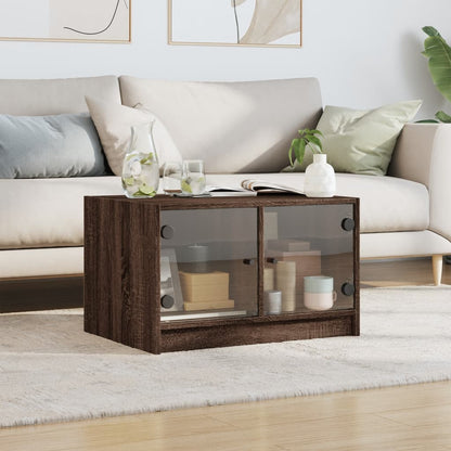 vidaXL Couchtisch mit Glastüren Braun Eichen-Optik 68x50x42 cm