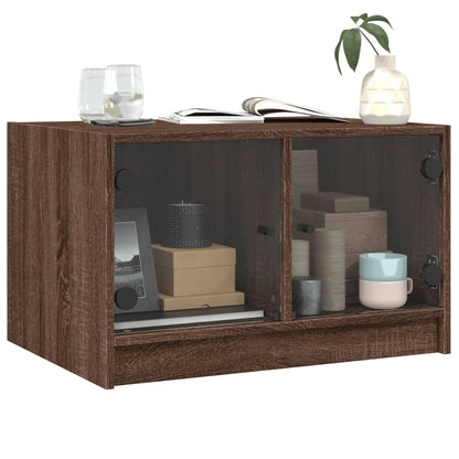 vidaXL Couchtisch mit Glastüren Braun Eichen-Optik 68x50x42 cm