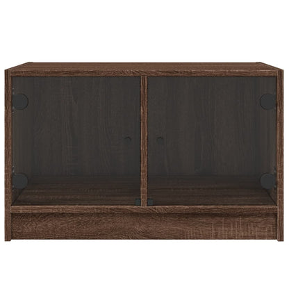 vidaXL Couchtisch mit Glastüren Braun Eichen-Optik 68x50x42 cm