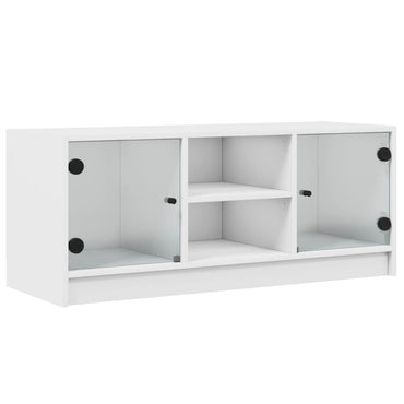Meuble TV vidaXL avec portes en verre Blanc 102x37x42 cm