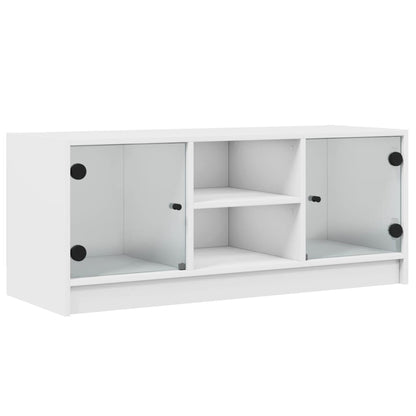 vidaXL TV-Schrank mit Glastüren Weiß 102x37x42 cm