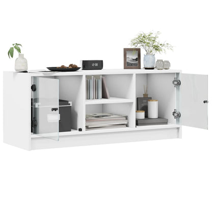 vidaXL TV-Schrank mit Glastüren Weiß 102x37x42 cm