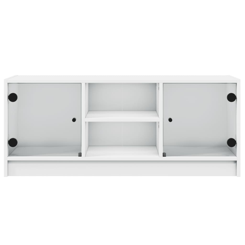 vidaXL TV-Schrank mit Glastüren Weiß 102x37x42 cm