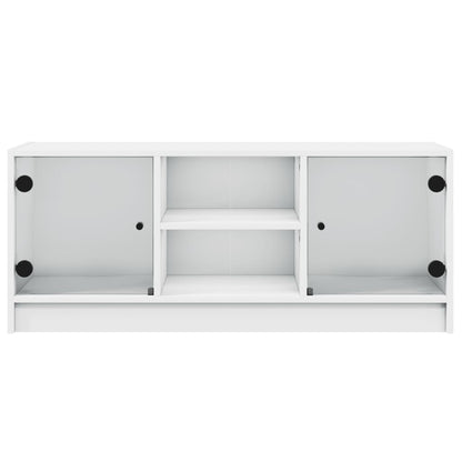 vidaXL TV-Schrank mit Glastüren Weiß 102x37x42 cm