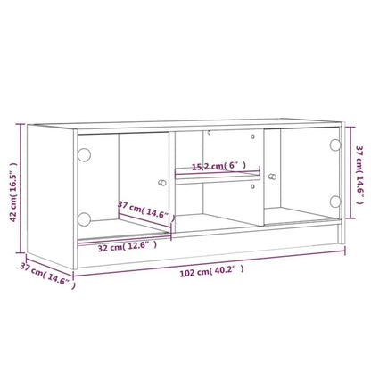 vidaXL TV-Schrank mit Glastüren Weiß 102x37x42 cm