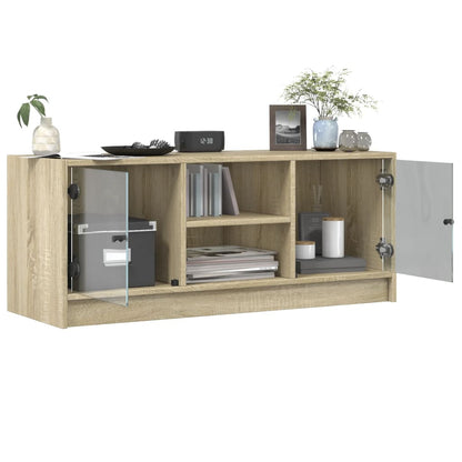 Meuble TV avec portes en verre chêne Sonoma 102x37x42 cm vidaXL