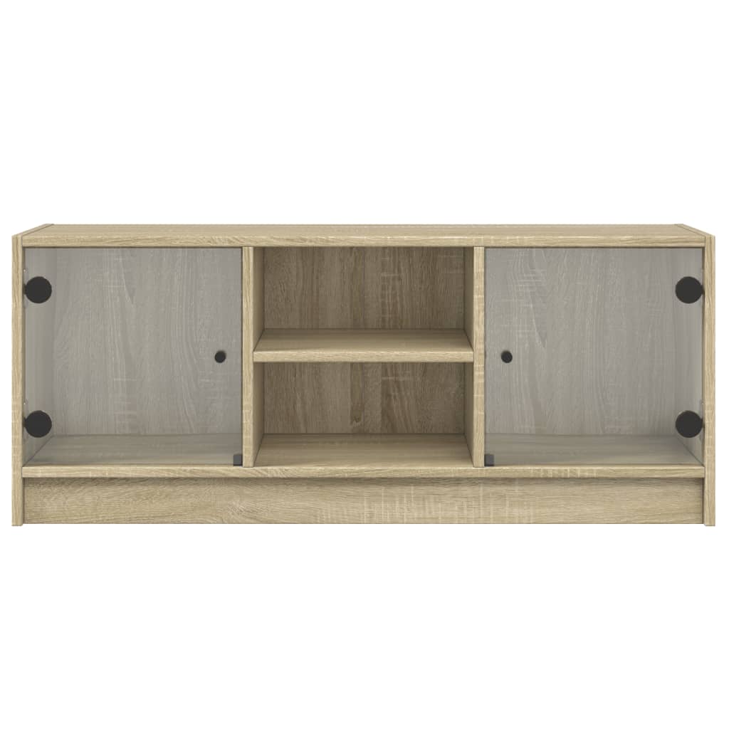 Meuble TV avec portes en verre chêne Sonoma 102x37x42 cm vidaXL