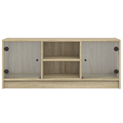 Meuble TV avec portes en verre chêne Sonoma 102x37x42 cm vidaXL