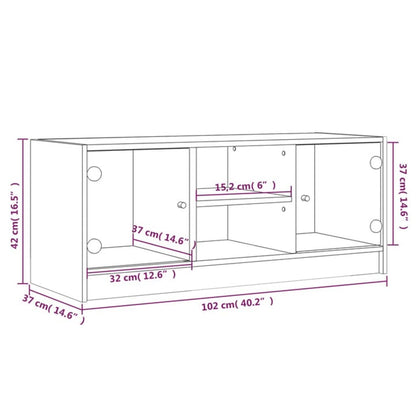 Meuble TV avec portes en verre chêne Sonoma 102x37x42 cm vidaXL